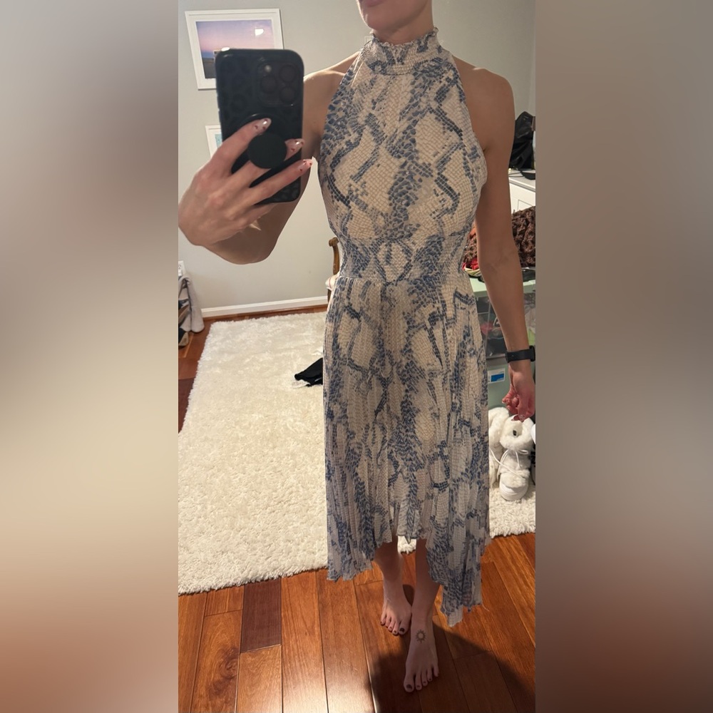 Olivaceous Snakeskin Print Maxi Dress